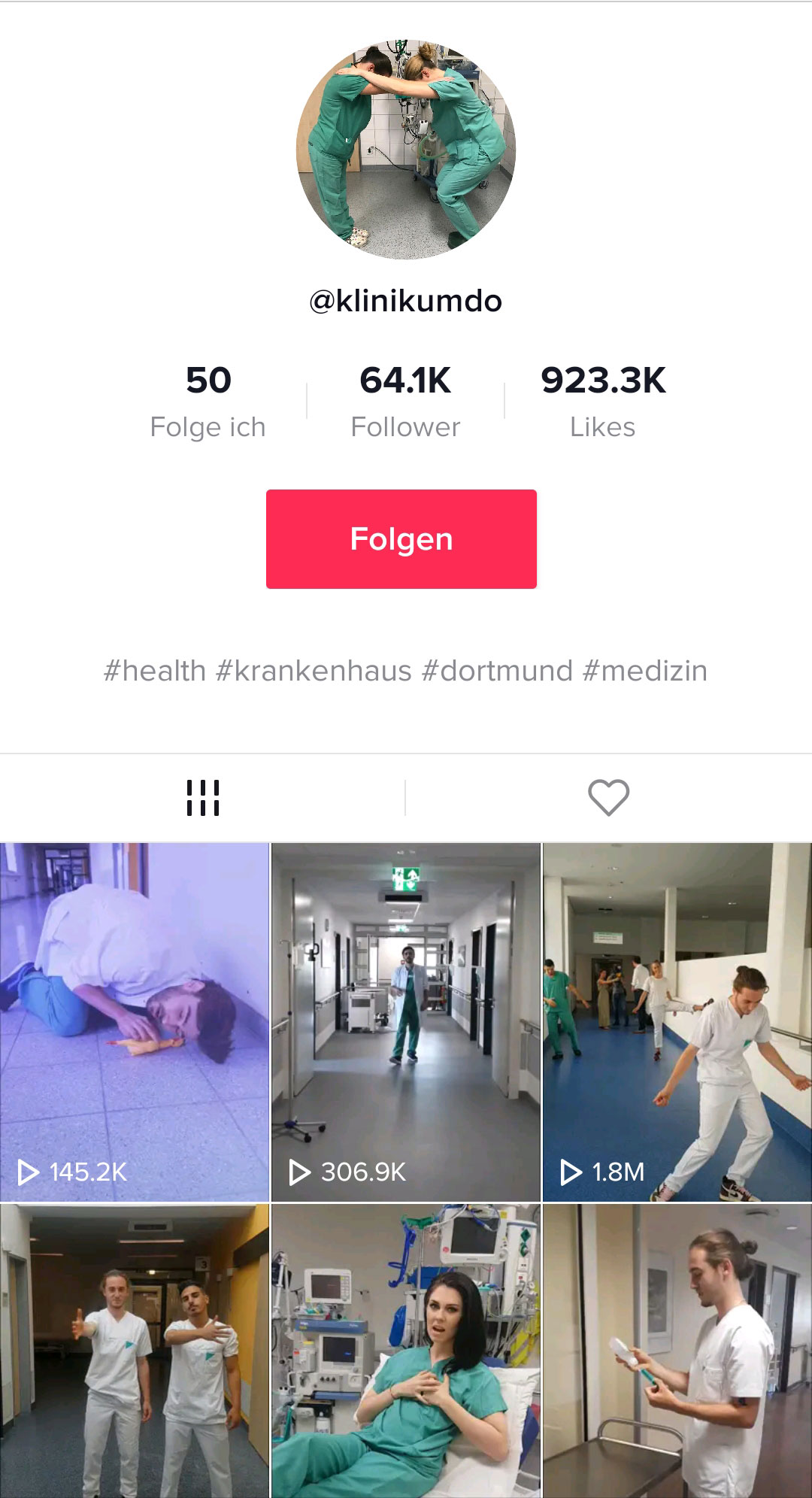 TikTok-Profil Klinikum Dortmund